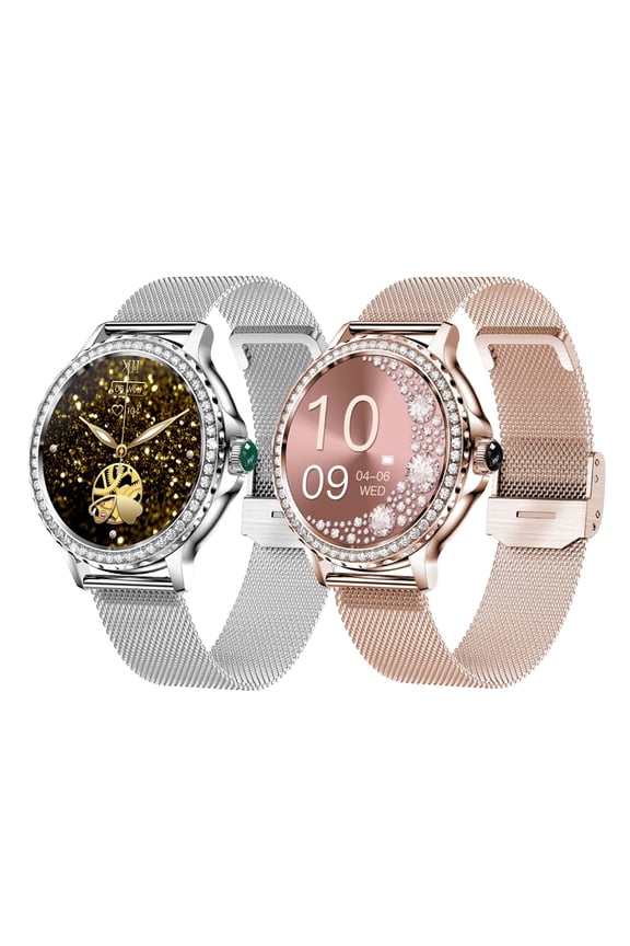 Portable Wristwatches Women's Watch 1.3 inch Watch for Android and IOS Phones IP68 Water Fitness Watch, Silver