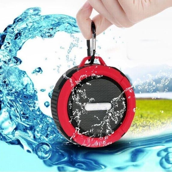 Nkmbld Powered Subwoofer Outdoor Portable Buckle Gift Handsfree Car Wireless Audio C6 Sucker Bluetooth Audio 5W High-power Horn, Graduation Gift, Red