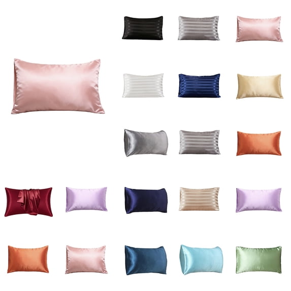 Nkmbld Queen Satin Pillow Cases, Cooling Pillow Case Covers with Envelope Closure, Ultra Soft Hotel Quality Pillowcase Covers, Machine Washable, Black