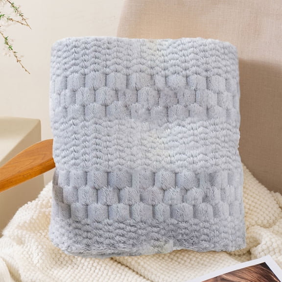 Nkmbld Queen Size Blanket for Bed, Fuzzy Soft Plush Thick Bubble Blanket for Sofa Bedroom Living Room, Furry Luxury Blanket, Machines Washable, Gray