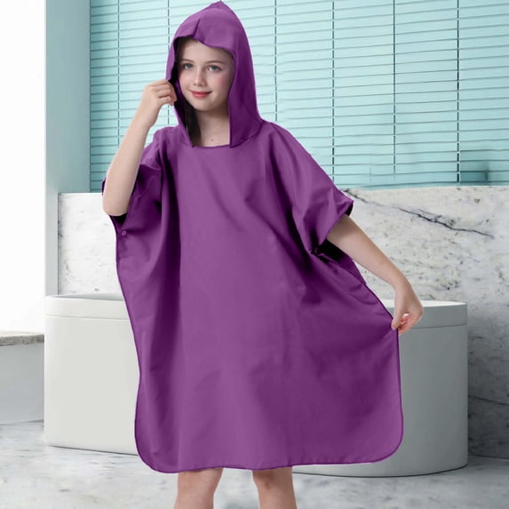 Nkmbld Quick Dry Surf Poncho Changing Towel Robe Hoodie for Boys Girls, Microfiber Wearable Beach Towel Poncho with Hood, Swim Towel for Boys Girls