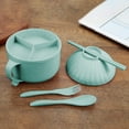 thumbnail image 1 of Nkmbld Ramen Bowl Instant Bowl with Compartment Instant Cup and Chopsticks Cutlery Set Instant Bucket, Green, 1 of 8