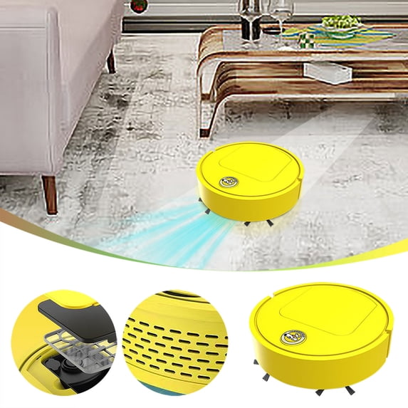 Nkmbld Robot Vacuum Cleaner Fully Automatic Household Intelligent Vacuum Mopping and Washing Integrated Cleaning Machine with Sweeping Robot and Charging, Yellow