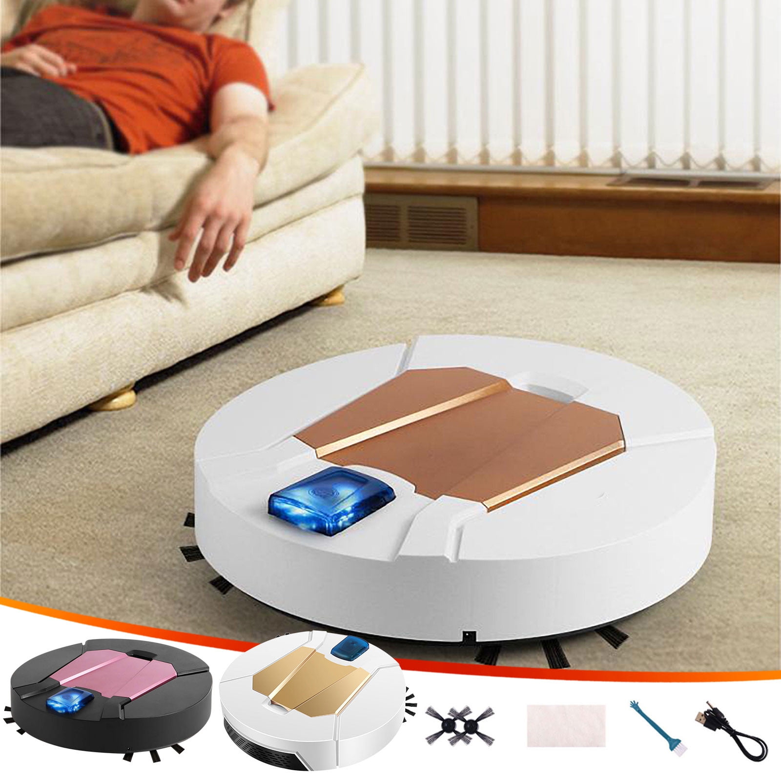 Nkmbld Robot Vacuum Cleaner Intelligent Sweeping Robot Suction Sweeping and Towing Three in One Large-sized Robot Vacuum Cleaner, White