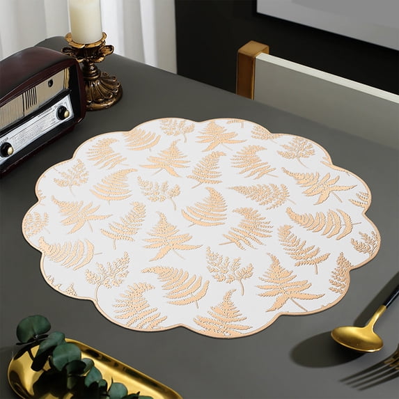 Nkmbld Round Table Placemats Christmas Placemats Restaurant Decoration Table Mats Heat Resistant Waterproof Place Mats for Kitchen Dining Decoration