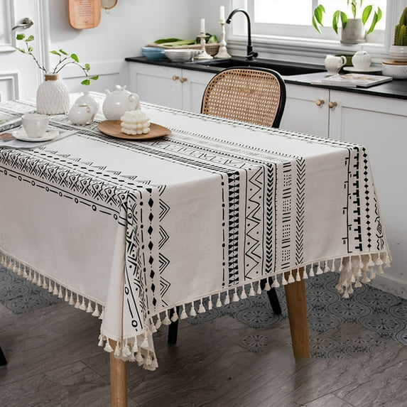 Nkmbld Rustic Decoration Tablecloth Spillproof Wrinkle Table Cloth Kitchen Dining Room Decoration Fabric Table Cover for Holiday Party Dinner