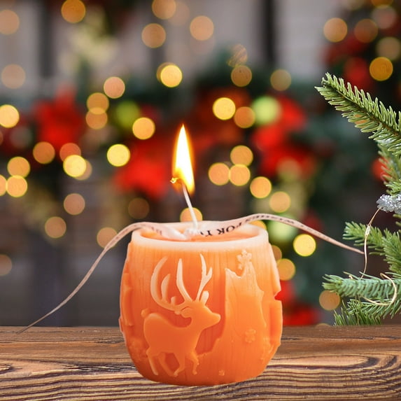 Nkmbld Scented Candles, Christmas Pillar Wax Christmas Tree Aromatherapy Candles Handheld Gift Gentle and Non Pungent Home Decoration, Orange