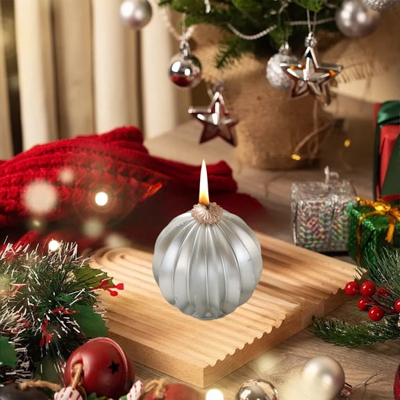 Nkmbld Scented Candles Gift Set, Christmas Scented Candle Spherical Souvenir Fragrance Smoke-Free Wax for Xmas Home Party Room Table Decoration, Silver