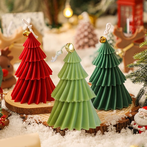 Nkmbld Scented Candles Gift Set, Christmas Tree Aromatherapy Candle Gift Desktop Decoration Home Rotating Christmas Candles, Green