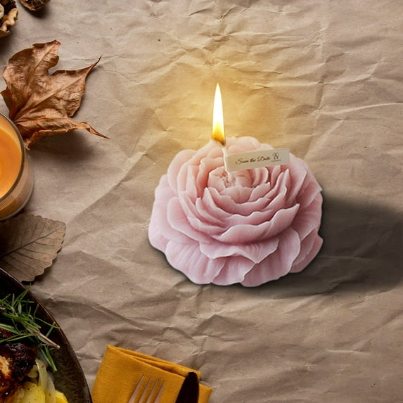 Nkmbld Scented Candles Gift Set, Low Temperature Candles Pink Rose Flower Shaped Scented Candles for Dinner Birthday Party Wedding Table Centerpieces