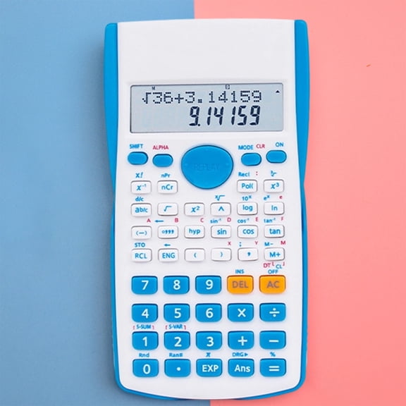 Nkmbld Scientific Calculator Battery Powered Multifunctional Desktop Calculator with LCD Display Math Algebra Geometry Trigonometry Tools, Blue
