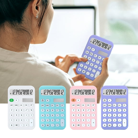 Nkmbld Scientific Calculators Basic Calculators Large Screen 12 Digit Calculator Portable Office Calculator Super Long Standby with Solar Charging, Purple