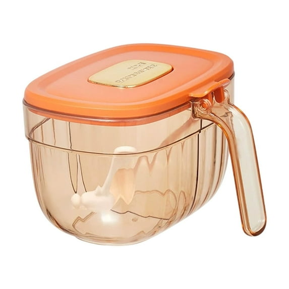 Nkmbld Seasoning Storage Containers with 2 Grids Condiment Spice Jar for Kitchen Counter Keeping Sugar,Salts,Spice,Pepper Powder, Orange