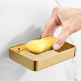 thumbnail image 1 of Nkmbld Shatterproof Soap Container, Stainless Steel Soap Box Perforated Wall Mounted Household Bathroom Drains Soap Dish Holder, Gold, 1 of 7