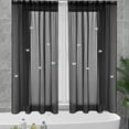 thumbnail image 1 of Nkmbld Sheer Curtains Solid Color Sheer Curtains with Double-Layered Stereoscopic Butterflys Brooch Accessories for Holiday Party Wedding Decoration, Black, 1 of 8