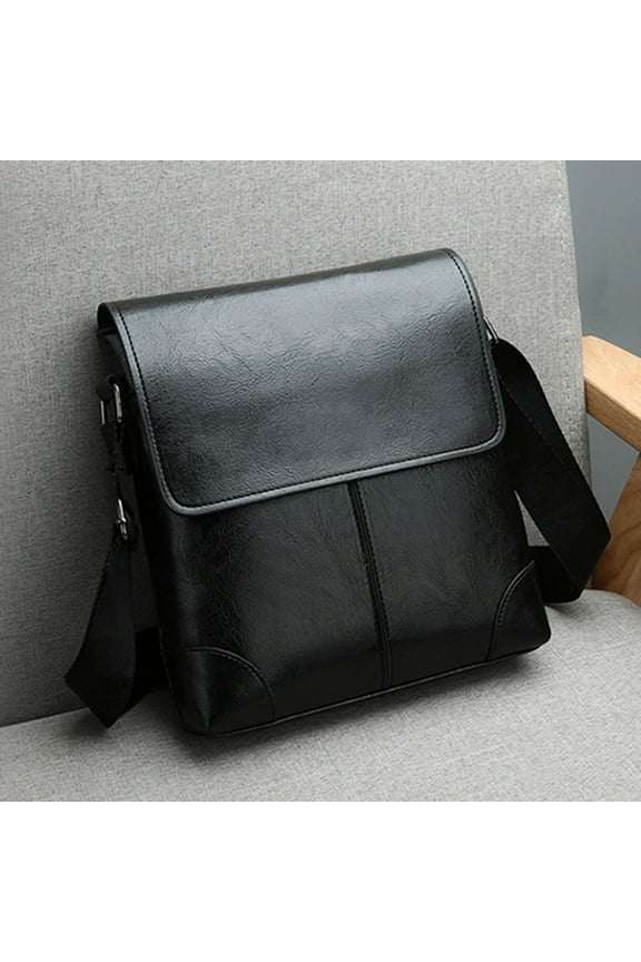 Shoulder Bag for Men, Premiums Textured Leather Crossbody Bag Adjustable Strap Lightweight Spacious Handbag for Travel Work Daily Necessary, Black