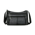 thumbnail image 1 of Nkmbld Shoulder Bag for Women, Multiple Zipper Crossbody Bag with Wide Shoulder Strap, Trendy Women Soft Leather Handbag Multi Pocket Sling Bag, Black, 1 of 8
