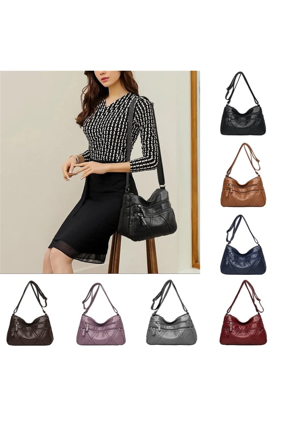 Shoulder Bag for Women, Soft Leather Crossbody Bags Multi Compartment Sling Bag, Large Capacity Shoulder Handbags with Adjustable Strap, Red