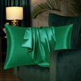 thumbnail image 1 of Nkmbld Silk Pillowcase Queen Size, Super Soft Cooling Pillow Case Covers with Envelope Closure, Machine Washable Pillow Protectors, Green, 1 of 8