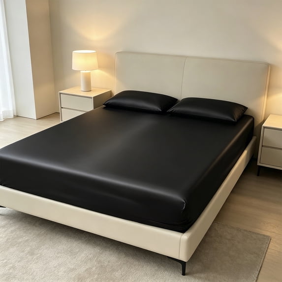 Nkmbld Silk Queen Fitted Sheet, Luxury Hotel Quality Mattress Protector with Deep Pockets, Easy Care Microfiber Bedding, Cooling for Hot Sleepers