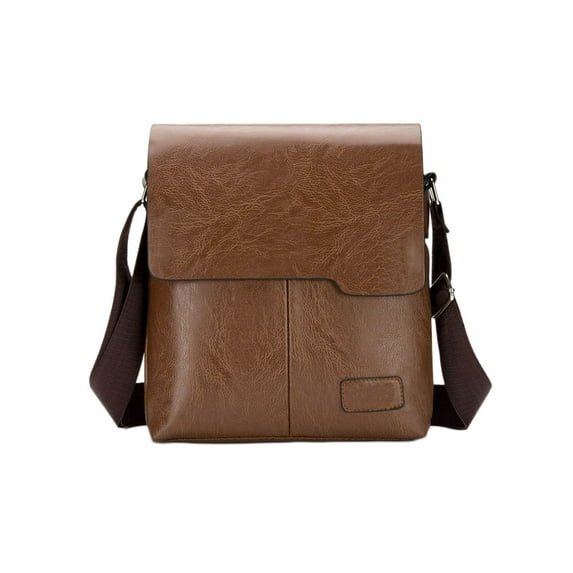 Nkmbld Sling Bag for Men, Soft Leather Messenger Bag Fashion Casual Shoulder Bag, Waterproof Sling Backpack Crossbody Bag with Adjustable Strap, Brown