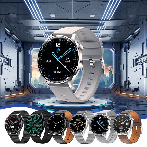 Nkmbld Smart Watch for Men Wearable Watch 1.28-inch Round Screen Wireless Magnetic Charging NFC Control Motion Record Watertightness Bluetooth Function, Multicolor