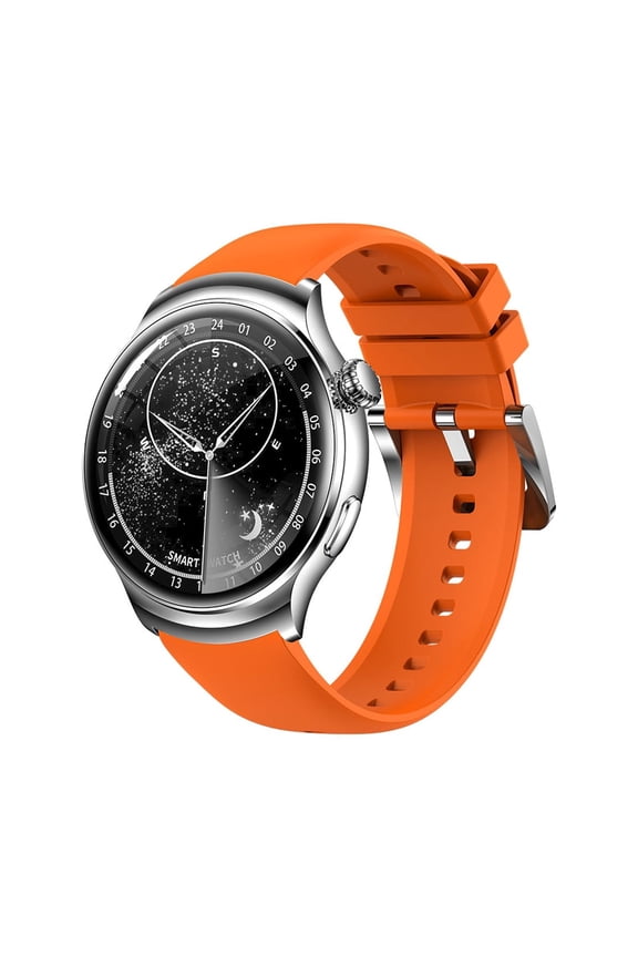 Smart Watch for Men Wearable Watch Multifunction Round Screen Wireless Magnetic Charging Custom Dial Motion Record Watertightness Bluetooth Playback Function, Orange