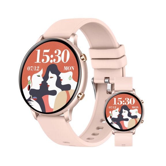 Nkmbld Smart Watch for Women 1.39-inch High-Definition Display Screen Bluetooth Call Message Reminder Multiple Sports Modes IP67 Waterproofs Smartwatch, Pink