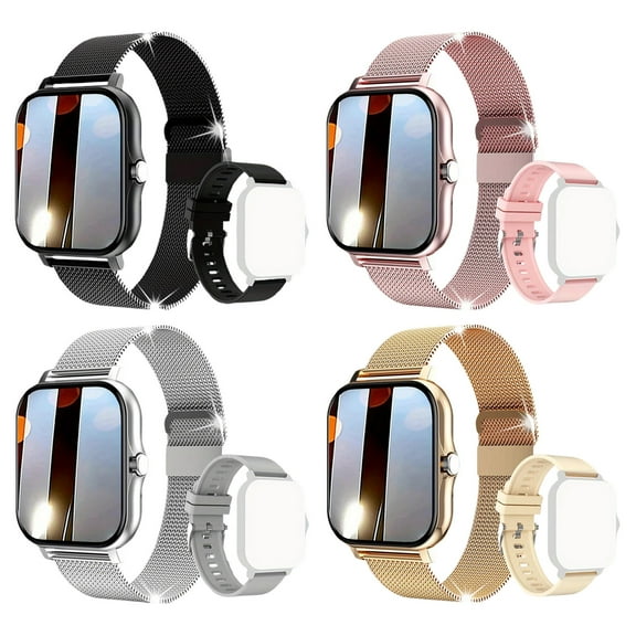 Nkmbld Smart Watch for Android Phones Waterproof Smartwatch Fitness with Call Answering/Calling Function Dual Straps Included, Multicolor