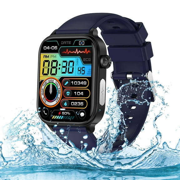 Nkmbld Smart Watch for Men Watch Bluetooth Talk Heart Meter Step Distance Voice Assistants Bracelet Sports Watch, Blue