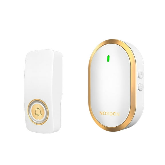 Nkmbld Smart Wireless Doorbell, Household Long Distance Intelligent Remote Control Elderly Pager, Door Bell Ringer Wireless for Business/Store/Home/Office, Gold