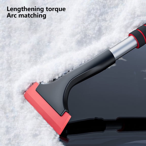 Nkmbld Snow Shovel for Car, Oxford Car Snow Scraper with Aluminum Alloy Telescopic Snow Removal Shovel Multifunctional Glass Cleaning Scraper Snow Brush, Red