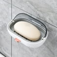 thumbnail image 1 of Nkmbld Soap Box Holder with Lid, Bathroom Wall Mounted Drainage No Punching Installation Strong Load-Bearing Capacity Storage Soap Rack, Gray, 1 of 8