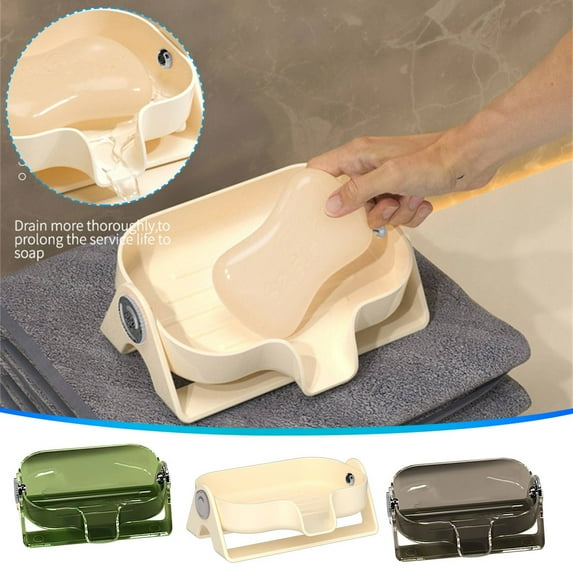 Nkmbld Soap Box for Home Decoration, Household Soap Rack Draining Tray for Bathroom Kitchen Sink Counter Top, Black