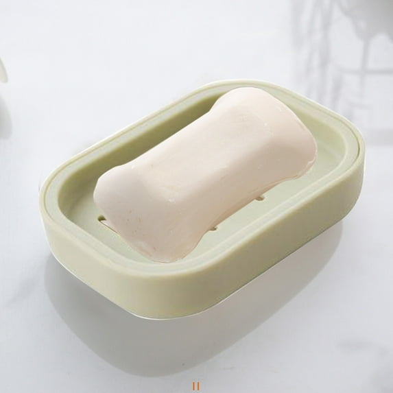 Nkmbld Soap Dish Holder with Lid, Leakproof Travel Soap Box with Drainage Tray for Camping, Gym, Bathroom,Kitchen,Dormitory,Hotel, Green
