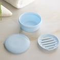 thumbnail image 1 of Nkmbld Soap Dish Holder with Lid, Portable Soap Box Double Drainage Sealed Soap Case Open Mouth Large Volume Soap Container, Blue, 1 of 8