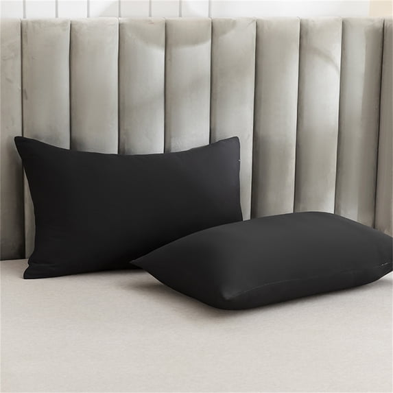 Nkmbld Soft Brushed Microfiber Pillowcases, Breathable Envelope Closure Soft Linen Pillow Cover, Machine Washable Pillow Protectors, Black