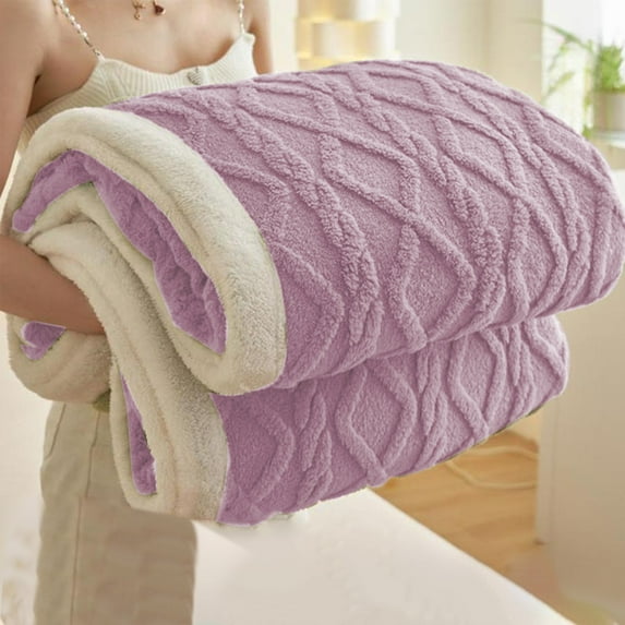 Nkmbld Soft Fleece Throw Blanket, Fleece Faux Fur Blankets Queen Size for Bed, Bedroom Decor Winter Thick Warm Full Queen Blankets, Purple