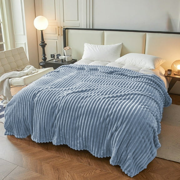 Nkmbld Soft Fleece Throw Blanket, Soft and Thick Double Layer Throw Blanket, Lightweight Plush Fuzzy Luxury Winter Blanket Microfiber, Blue