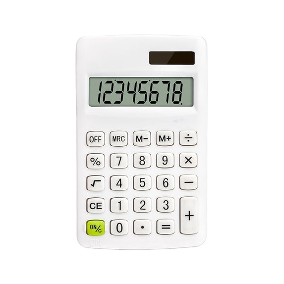 Nkmbld Solar Desktop Calculator 8-Digit Screen Display Portable Multifunctional Calculator with Large LCD Display and Big Buttons, White