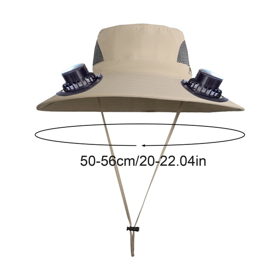Nkmbld Solar Fan Hat Wide Solar Fan Outdoor Fishing Hat Men Sun Hat with Solar Fan Fishing Hats 3 Speed Adjustable Fan Hat, Khaki