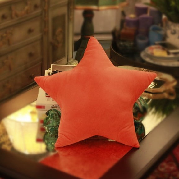 Nkmbld Solid Color Five Pointed Star Pillow Toy Holiday Party Decoration Ornaments for Sofa Couch Chair Living Room Bed Home Party Gift, Orange