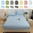 thumbnail image 1 of Nkmbld Solid Color Washed Fitted Sheet Piece Mattress Ash Proof Protective Cover Bed Sheet, Twin, Blue, 1 of 9