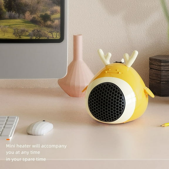 Nkmbld Space Heater for Indoor Use, Circulation Heating Fan, Portable Desktop Heater Fan for Bedroom with Adjustable Thermostat and Overheat Protection, Yellow