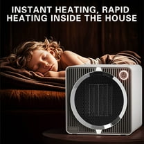 Nkmbld Space Heater for Indoor Use, High-Power Desktop Heater Ceramic Household Small Sun Intelligent Electrics Heater for Bedroom, Office, White