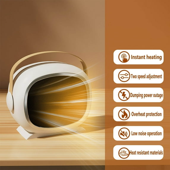 Nkmbld Space Heater for Office, New High-Power Heater 1200w Ceramic Household Fast Heating Small Solar Heater with Adjustable Thermostat, White