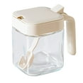 thumbnail image 1 of Nkmbld Spice Storage Box with Spoon Kitchen Transparent Seasoning Jar Sealed Proof Quantitative Condiment Jar Large Opening Glass Jar, White, 1 of 7