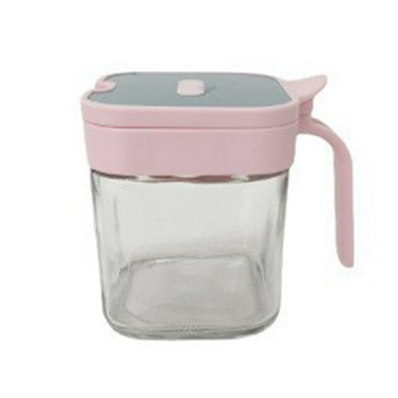 Nkmbld Spice Storage Containers Kitchen Transparent Seasoning Jar Sealed Proof Quantitative Condiment Jar Large Opening Glass Jar, Pink