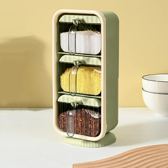 Nkmbld Spice Storage Containers Wall Mounted Kitchen Household High-end Seasoning Box for Keeping Sugar,Salts,Spice,Pepper Powder, Green