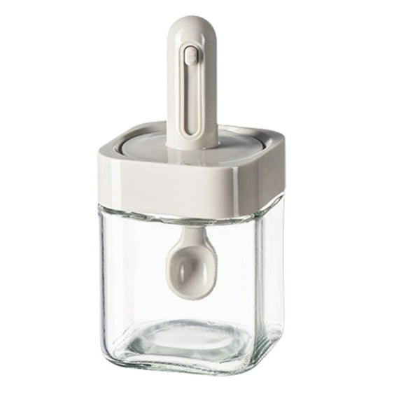 Nkmbld Spice Storage Containers with Spoon Lid, Kitchen Household Seasoning Bottles Sealed Canisters Spice Jars for Kitchen Restaurant, Gray